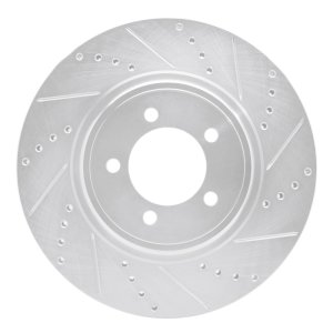 Lincoln Aviator Brake Rotor (1) - Front Right - R1 Concepts - Drilled & Slotted - Silver - `03-`05